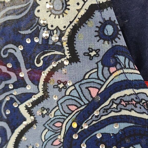 Dressbarn Westport Sparkly Blue Batwing Sleeveless Top Flowy Blouse Layered Work - Picture 5 of 10